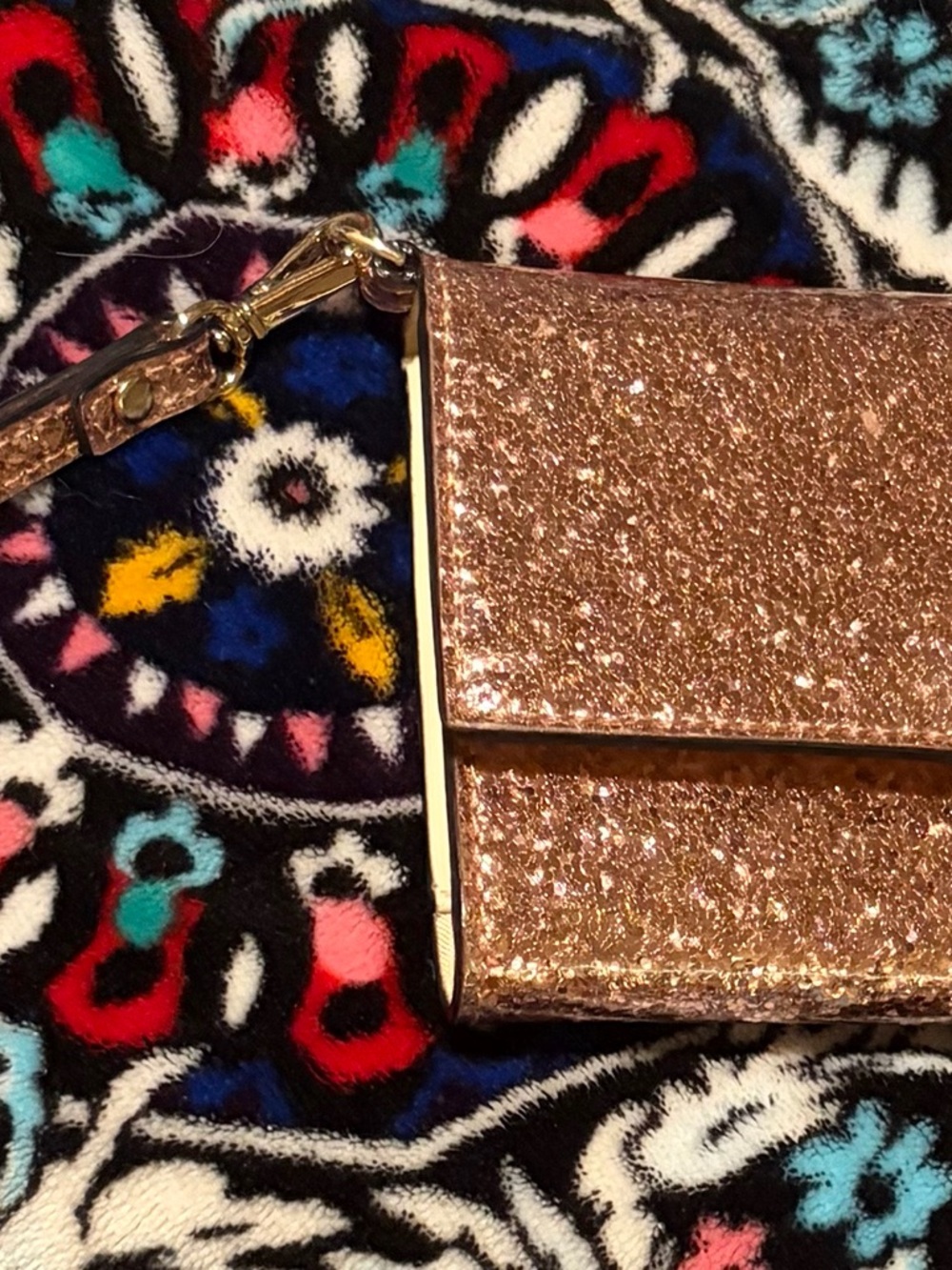 Glitter Wristlet Clutch - Rose Gold
